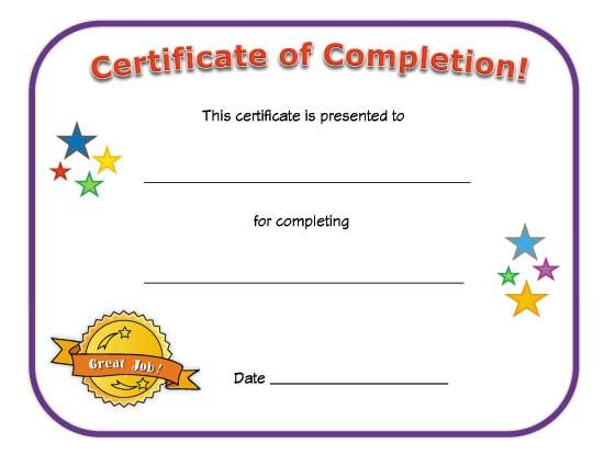 certification of completion