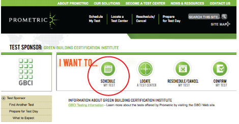 Schedule your LEED exam on Prometric's website