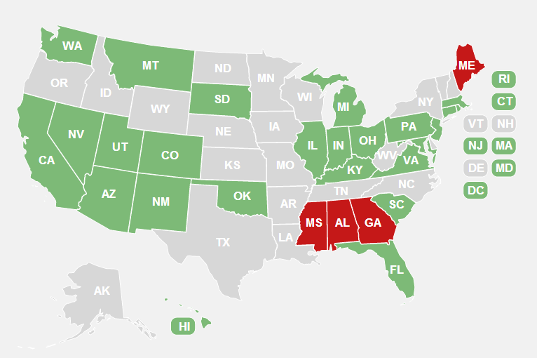 Map of States with LEED Certification Requirements Map of states with LEED Certification requirements