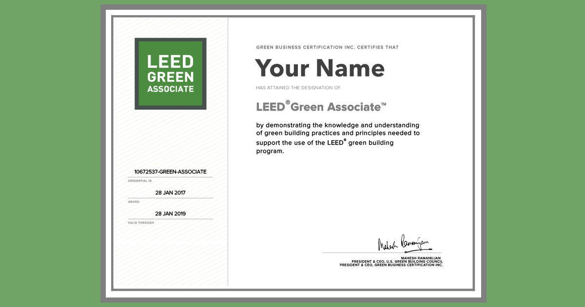 How Employers Verify Your Leed Accreditation Everblue Training Official Leed Certificate Image